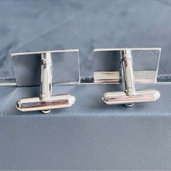 VINTAGE A&Z STERLING SILVER TEXTURED RECTANGLE CUFFLINKS CUFF LINKS - Picture 3 of 6